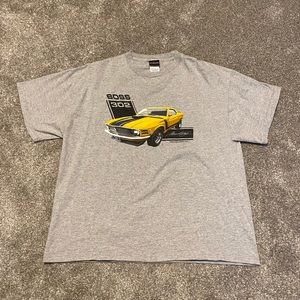 1970s Ford Mustang Boss 302 Mixology Grey Short Sleeve Shirt Size XL